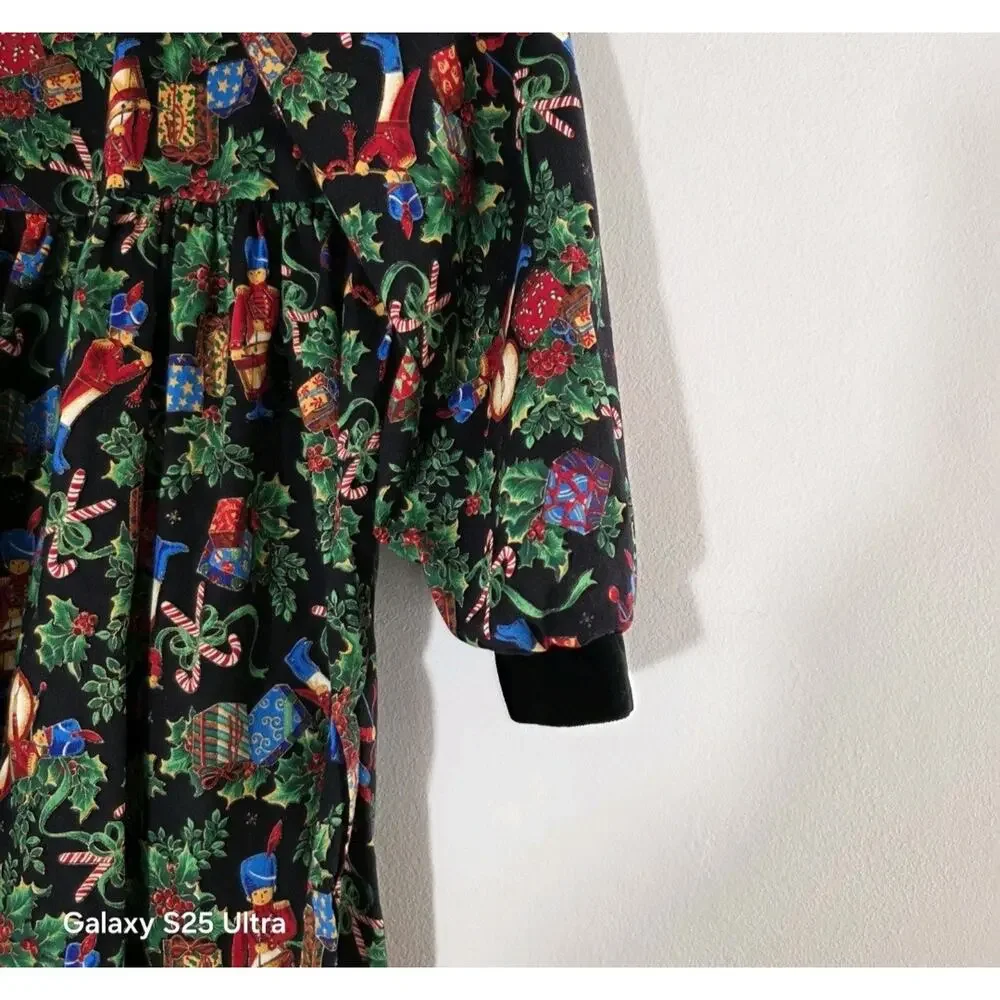 Therese Childs Christmas‎ Dress Sz 10 Xmas Design Y2k Velvet Collar Holiday